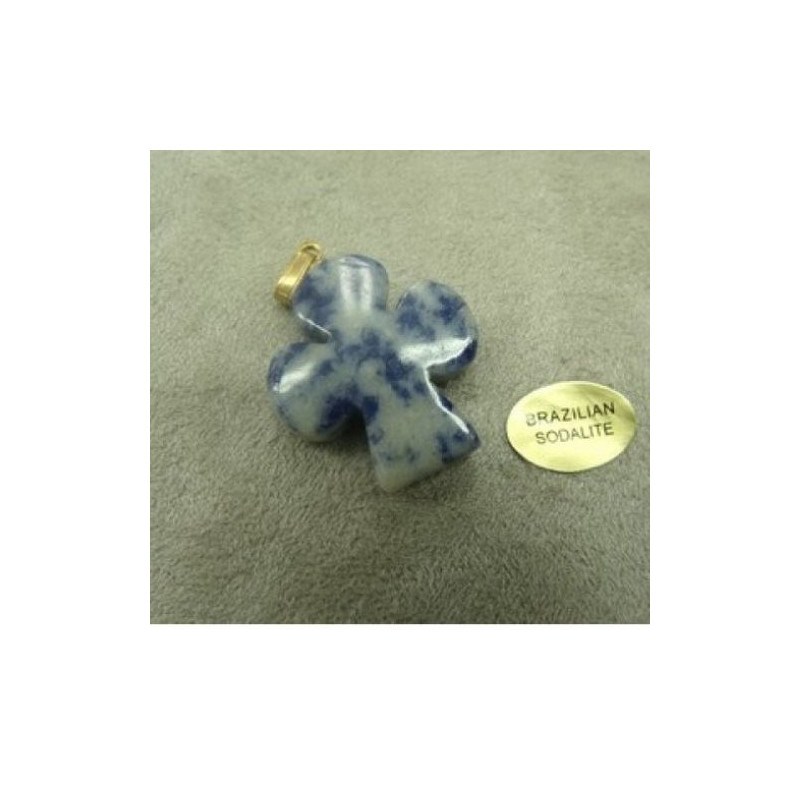 PENDENTIF MOTIF TREFLE - BRAZILIAN SODALITE ,HAUTEUR: 2,5 cm / LARGEUR: 2,3 cm / EPAISSEUR: 4 mm