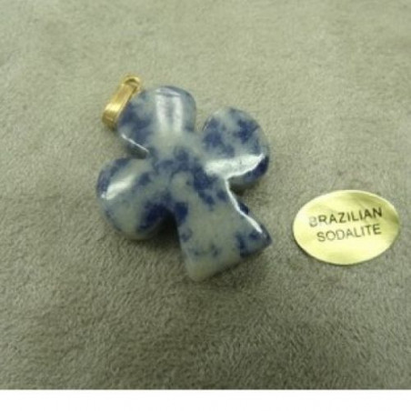 PENDENTIF MOTIF TREFLE - BRAZILIAN SODALITE ,HAUTEUR: 2,5 cm / LARGEUR: 2,3 cm / EPAISSEUR: 4 mm