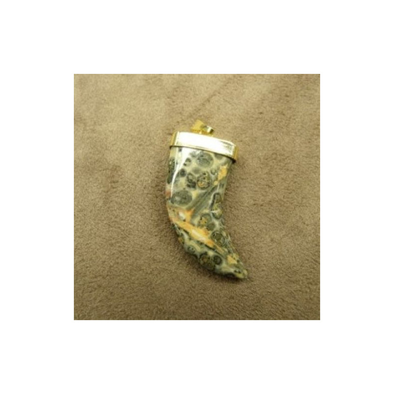 PENDENTIF MOTIF CORNE-FOSSIL JASPER ,HAUTEUR: 3,5 cm / LARGEUR: 1,5 cm/ EPAISSEUR: 0,4 cm