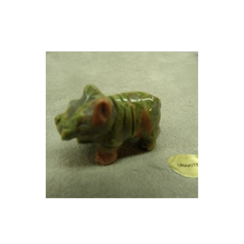 PIERRE MOTIF RHINOCEROS - UNAKITE ,LONGUEUR: 3 cm / HAUTEUR: 2 cm / EPAISSEUR: 1.6 cm