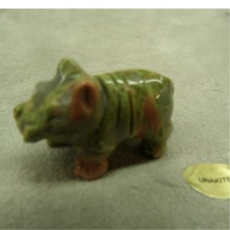 PIERRE MOTIF RHINOCEROS - UNAKITE ,LONGUEUR: 3 cm / HAUTEUR: 2 cm / EPAISSEUR: 1.6 cm