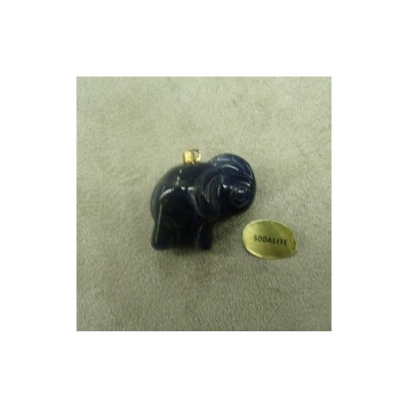 PENDENTIF MOTIF ELEPHANT- SODALITE,HAUTEUR: 2 cm / LARGEUR: 2,3 cm / EPAISSEUR: 7 mm