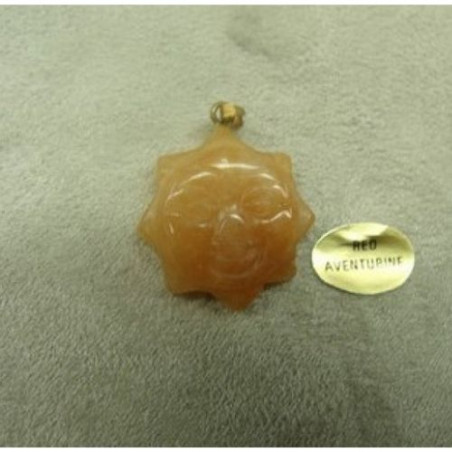PENDENTIF MOTIF SOLEIL- RED AVENTURINE ,DIAMETRE: 2,2 cm / EPAISSEUR: 6 mm