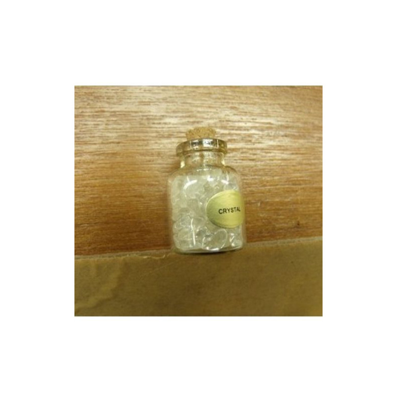 FLACON REMPLI DE PLUSIEURS PETITES PIERRES- CRYSTAL,HAUTEUR: 3 cm / DIAMETRE: 2 cm