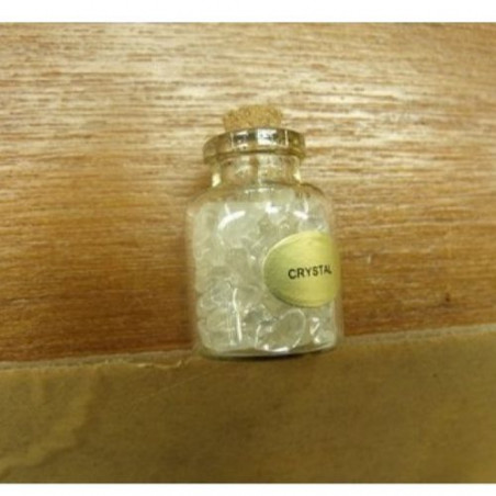 FLACON REMPLI DE PLUSIEURS PETITES PIERRES- CRYSTAL,HAUTEUR: 3 cm / DIAMETRE: 2 cm