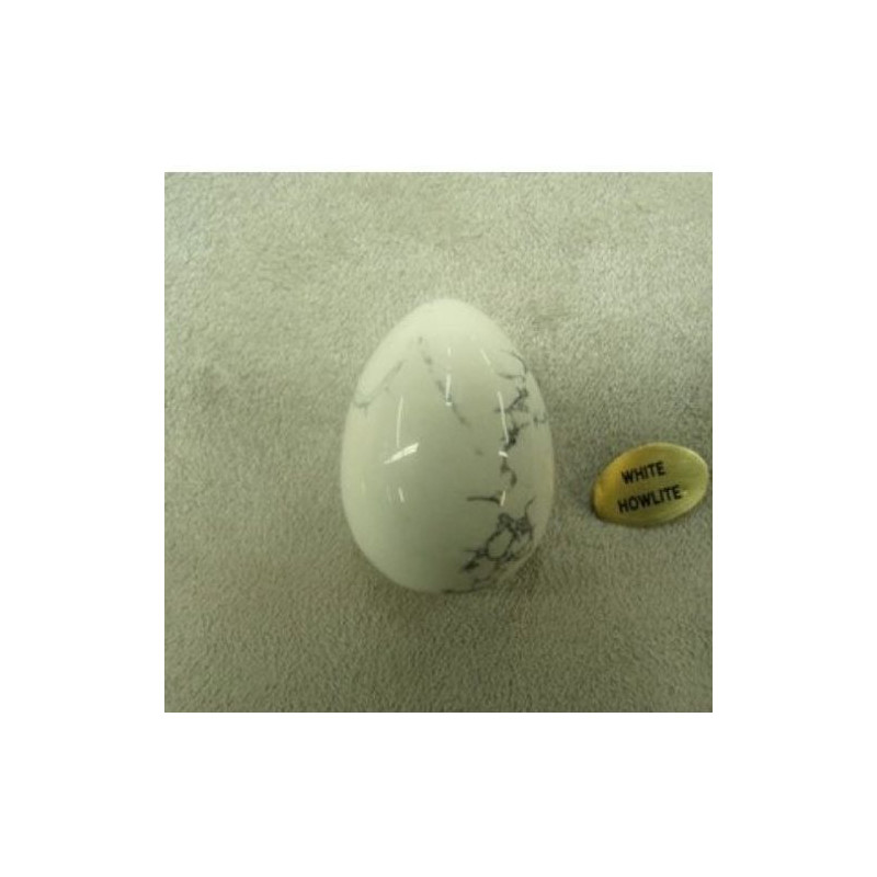 PIERRE MOTIF OEUF GM- WHITE HOWLITE,HAUTEUR : 3 cm / LARGEUR : 2,5cm