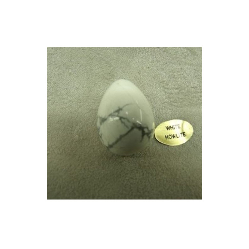 PIERRE MOTIF OEUF PM- WHITE HOWLITE ,HAUTEUR : 2,5 cm / LARGEUR : 1,7 cm