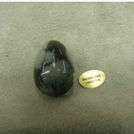 PIERRE MOTIF OEUF PM- SNOWFLAKE OBSIDIAN ,HAUTEUR : 2,5 cm / LARGEUR : 1,7 cm
