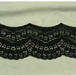 DENTELLE DE CALAIS noire motif : dentelée coquillage 7 cm