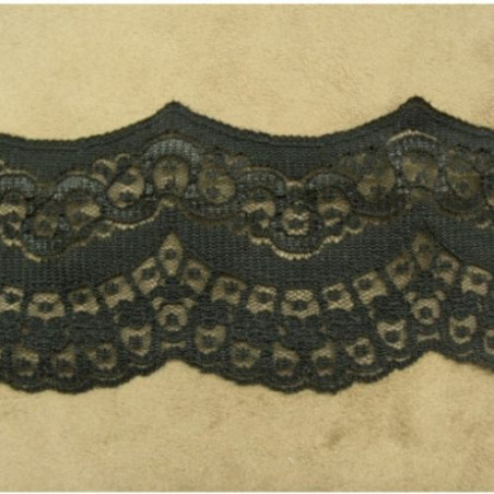 DENTELLE DE CALAIS noire motif : dentelée coquillage 7 cm