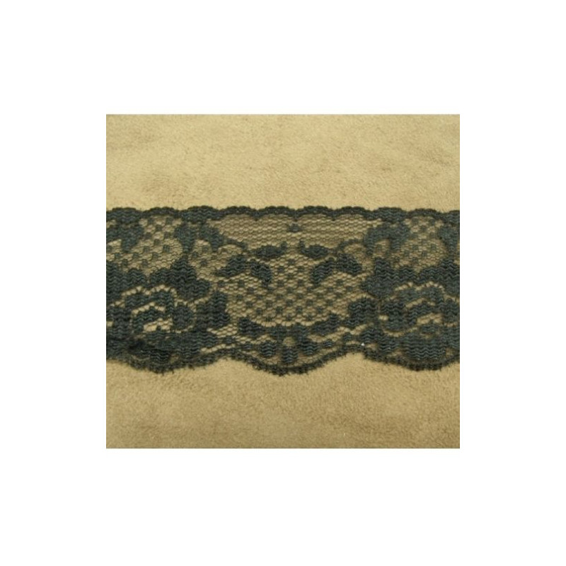 DENTELLE DE CALAIS Noire brodée sur tulle 5.5 cm