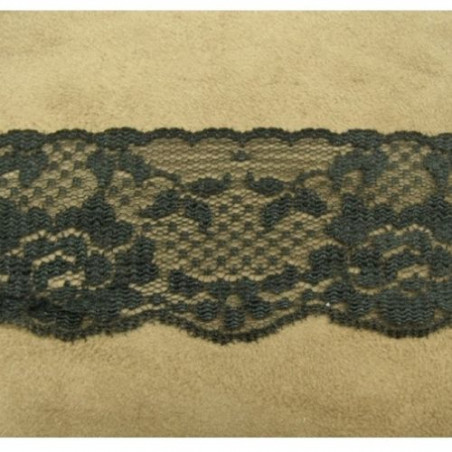 DENTELLE DE CALAIS Noire brodée sur tulle 5.5 cm