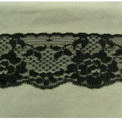 DENTELLE DE CALAIS Noire brodée sur tulle 5.5 cm