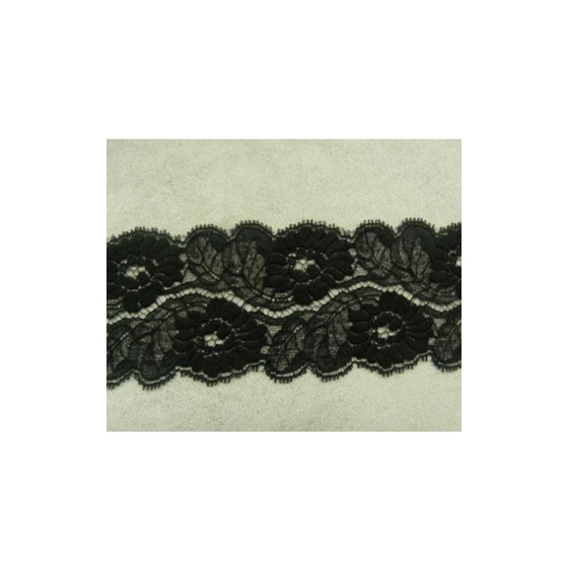 DENTELLE DE CALAIS légèrement stretch Noire 6 cm