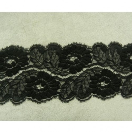 DENTELLE DE CALAIS légèrement stretch Noire 6 cm