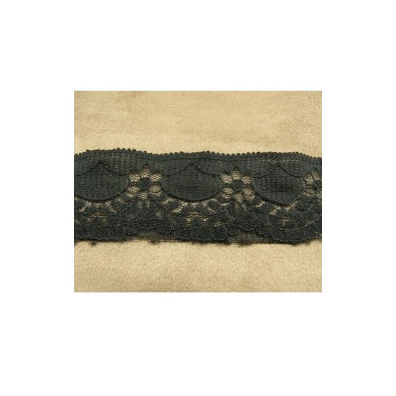 DENTELLE DE CALAIS motif fleur noire 3 cm