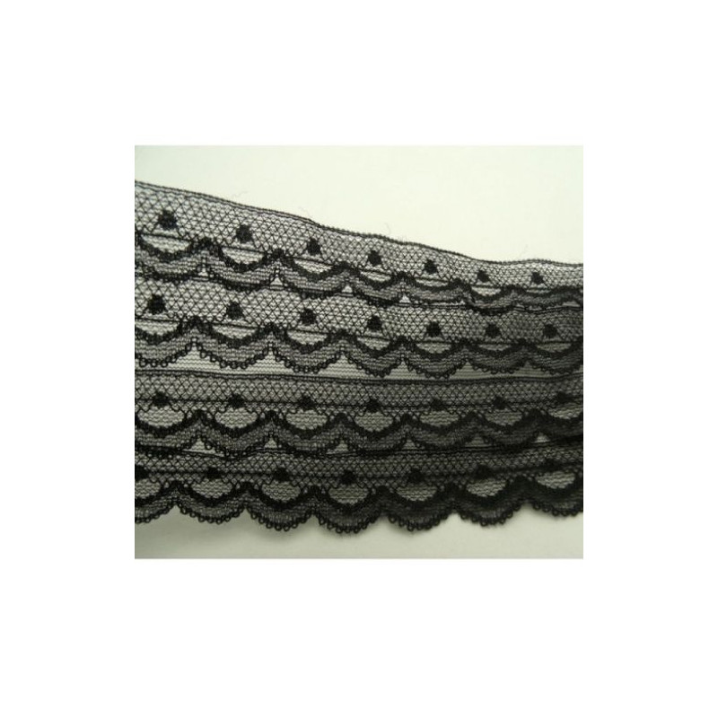 DENTELLE DE CALAIS noire sur 4 rangées 7,5 cm