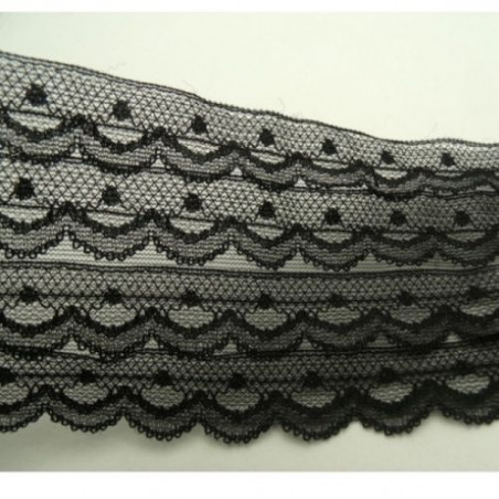 DENTELLE DE CALAIS noire sur 4 rangées 7,5 cm