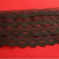 DENTELLE DE CALAIS noire sur 4 rangées 7,5 cm