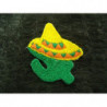 écusson à coudre- motif: MEXICAIN vert orange et chapeau jaune