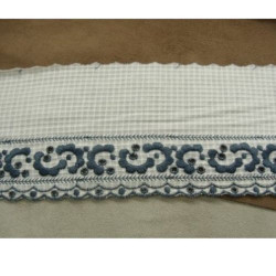 DENTELLE BLANCHE COTON brodé bleu 10 cm