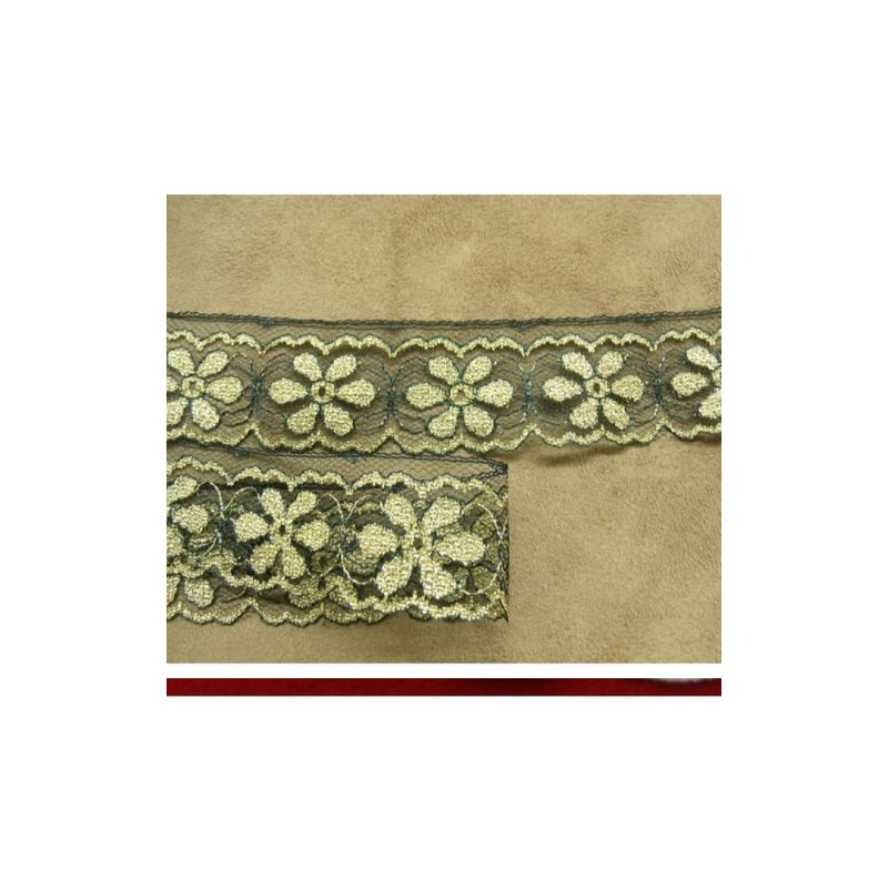 Dentelle doré motif fleur 4 cm