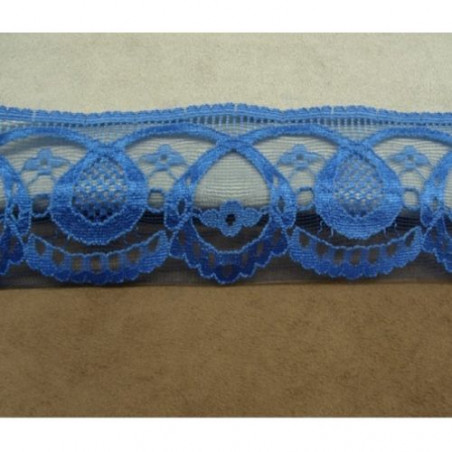 DENTELLE DE CALAIS bleu roi dentelé sur 1 bordure 6 cm