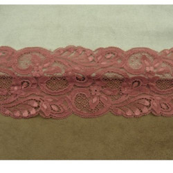 DENTELLE DE CALAIS bois de rose motif arabesque sur les 2 bordures 8 cm