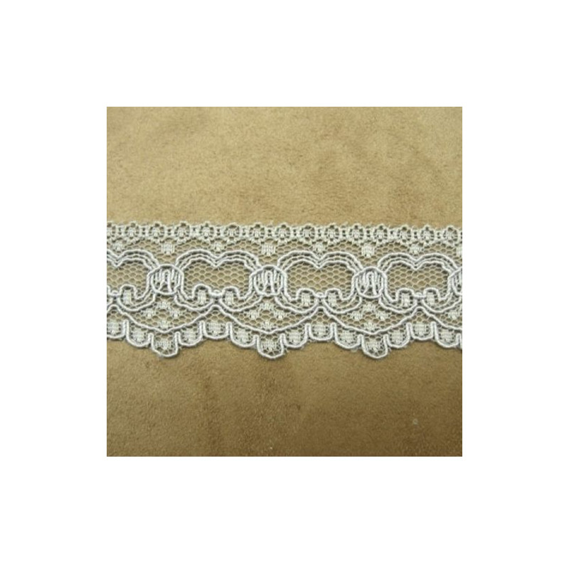 dentelle froncé gris clair légèrement élastique 30 mm