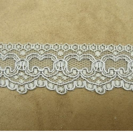 dentelle froncé gris clair légèrement élastique 30 mm