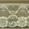 DENTELLE DE CALAIS ivoire surbrodé doré motif floral 10 cm