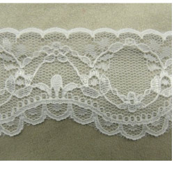 DENTELLE DE CALAIS brodée sur tulle blanche   4.5 cm