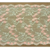 DENTELLE DE CALAIS finement dentelée sur les deux bordures bicolore vert d'eau et rose 18 cm