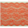DENTELLE DE CALAIS rose saumoné motif floral dentelé sur les 2 bordures 18 cm