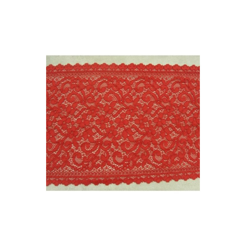 DENTELLE DE CALAIS stretch rouge surbrodée 17 cm