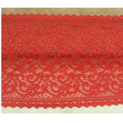 DENTELLE DE CALAIS stretch rouge surbrodée 17 cm