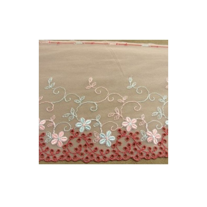 DENTELLE DE CALAIS rose et rouge 18 cm