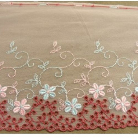 DENTELLE DE CALAIS rose et rouge 18 cm