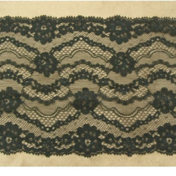 DENTELLE DE CALAIS stretch noire motifs géométrique & floral 17 cm