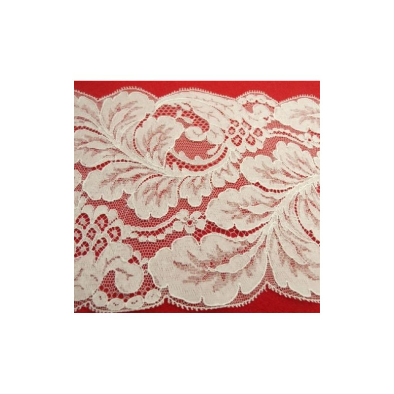 Dentelle de calais surbrodé blanche 14 cm