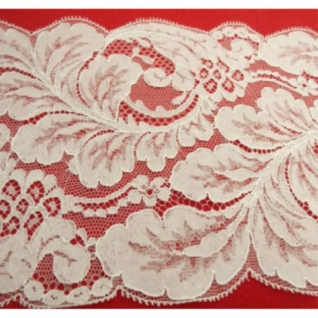 Dentelle de calais surbrodé blanche 14 cm
