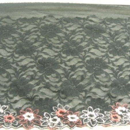 DENTELLE DE CALAIS stretch Noire et multicolore 18 cm