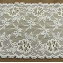 DENTELLE de calais STRETCH sur maille blanche 13 cm