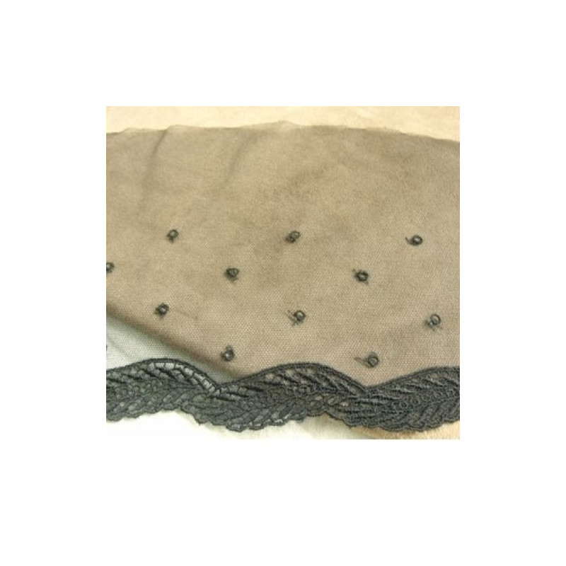 DENTELLE de calais sur maille noire 13 cm