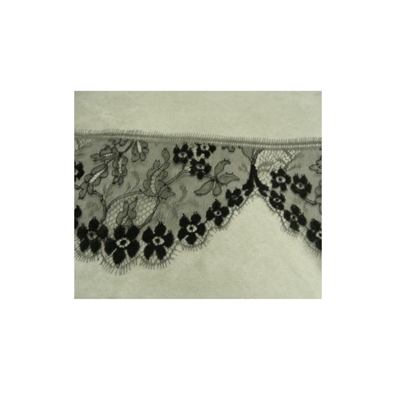 DENTELLE DE CALAIS NOIRE 13 cm / hauteur de broderie 6 cm