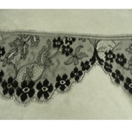 DENTELLE DE CALAIS NOIRE 13 cm / hauteur de broderie 6 cm