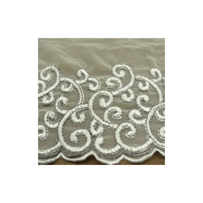 DENTELLE DE CALAIS stretch blanche 17 cm / hauteur de broderie 10 cm