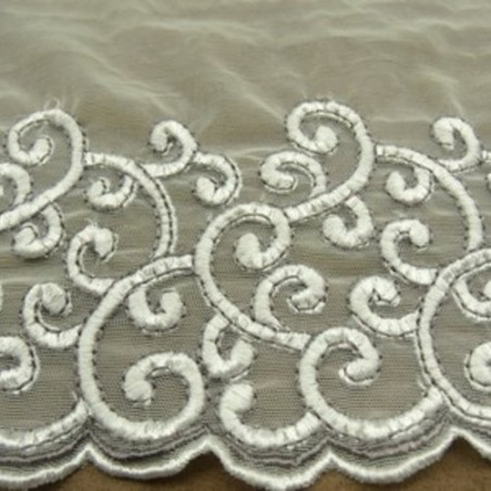 DENTELLE DE CALAIS stretch blanche 17 cm / hauteur de broderie 10 cm
