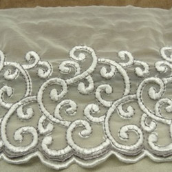DENTELLE DE CALAIS stretch blanche 17 cm / hauteur de broderie 10 cm