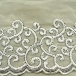 DENTELLE DE CALAIS stretch blanche 17 cm / hauteur de broderie 10 cm